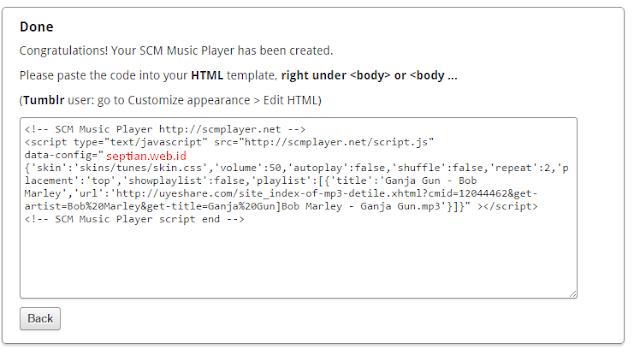 script html memasang lagu di blog