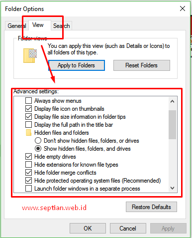 menampilkan extension dan file tersembunyi di windows explorer