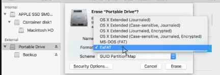 cara format flashdisk exfat di mac