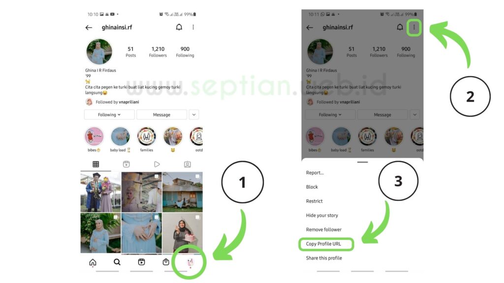 Melihat Link Instagram Sendiri di Android